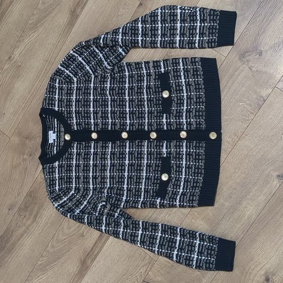J Crew Factory Tweed Lady Cardigan Black & white Size Small - Picture 3 of 8